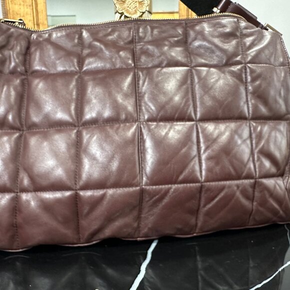 ALL SAINTS Edburry Quilted Brown Leather Shoulder Bag - Picture 4 of 9